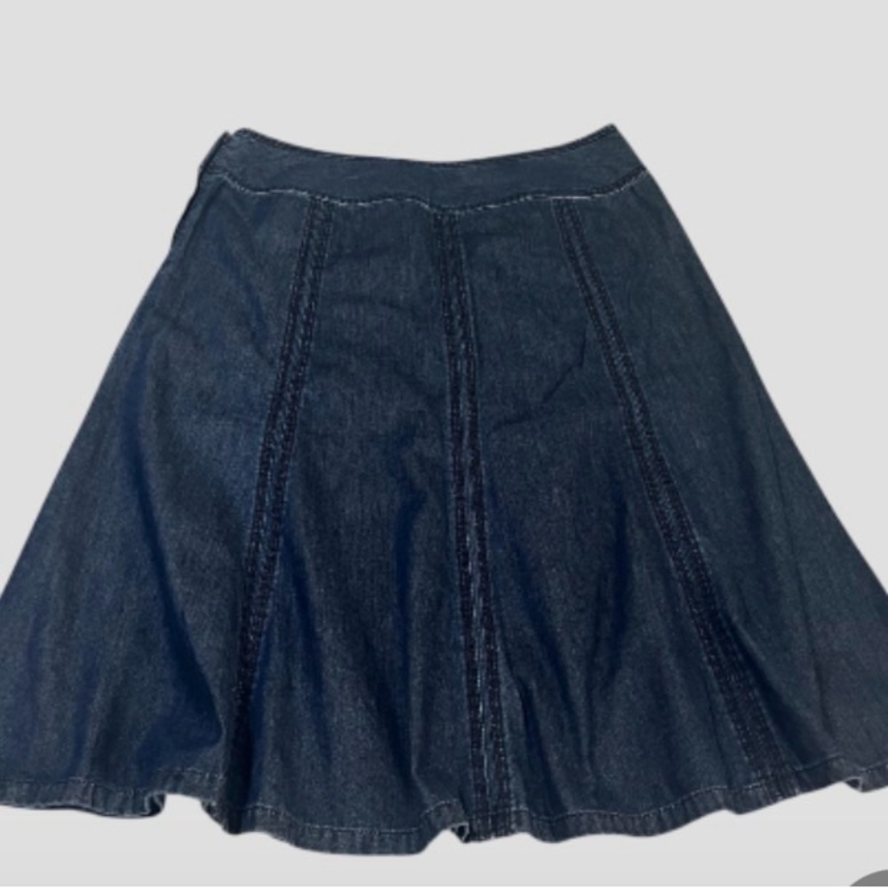 Liz Claiborne 100% Wide Waist Band Blue Denim Full Midi Side Zip Skirt sz 14 - Picture 6 of 12